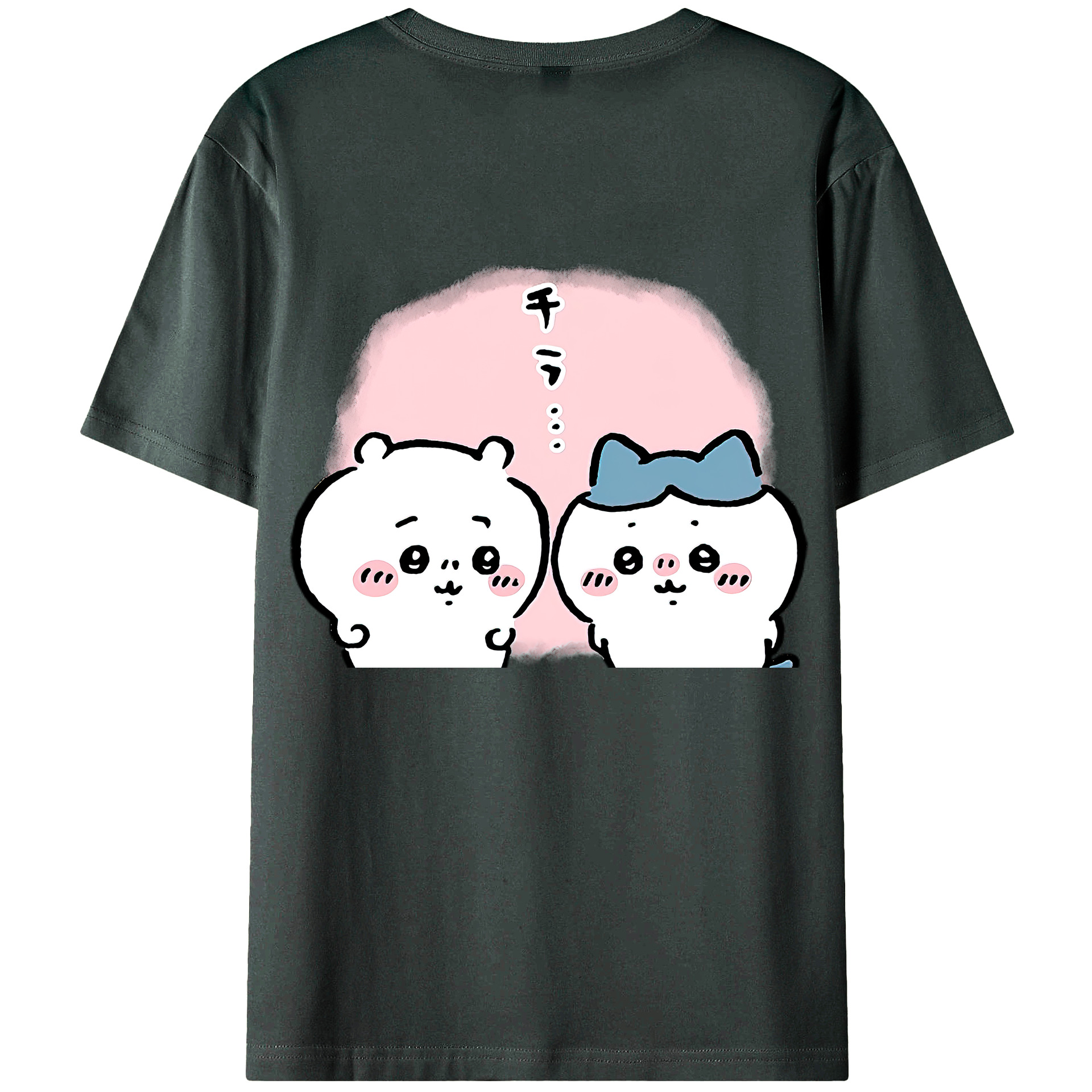 （画像用） ちいかわ ハチワレ Chii-kawa hachiware 綿100％ メンズ半袖Tシャツ（バックプリント） 通気性